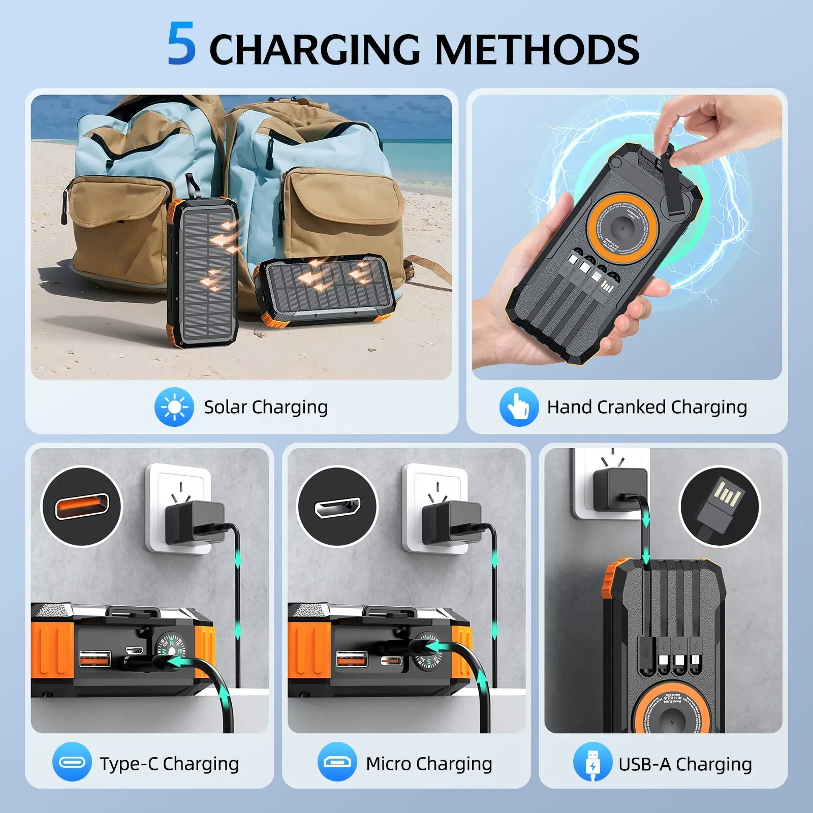 20000mAh Hand Cranked Solar Power Bank TU-ZL908A thumbnail 2