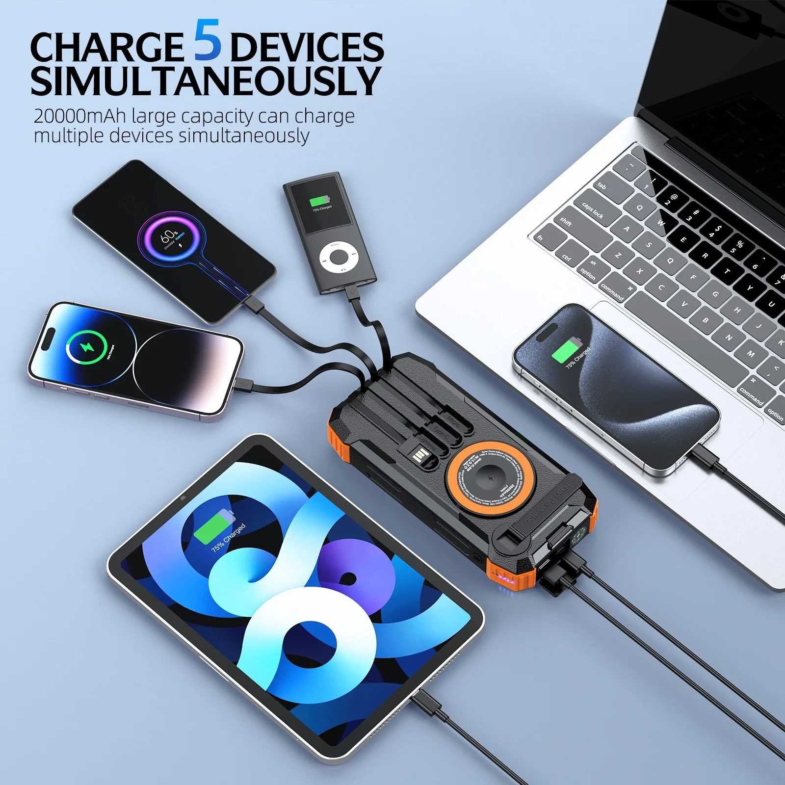 20000mAh Hand Cranked Solar Power Bank TU-ZL908A thumbnail 5