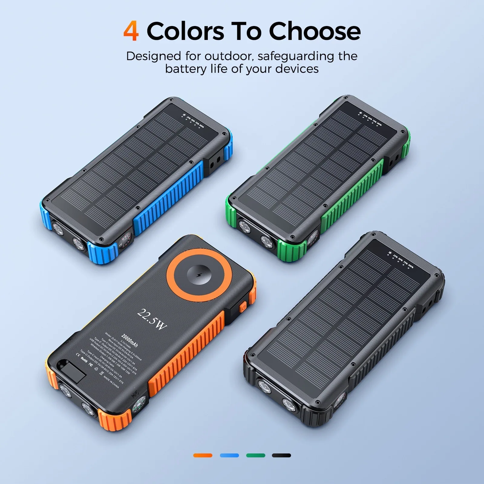 20000mAh Retractable Cable Solar Power Bank TU-ZL917 thumbnail 9