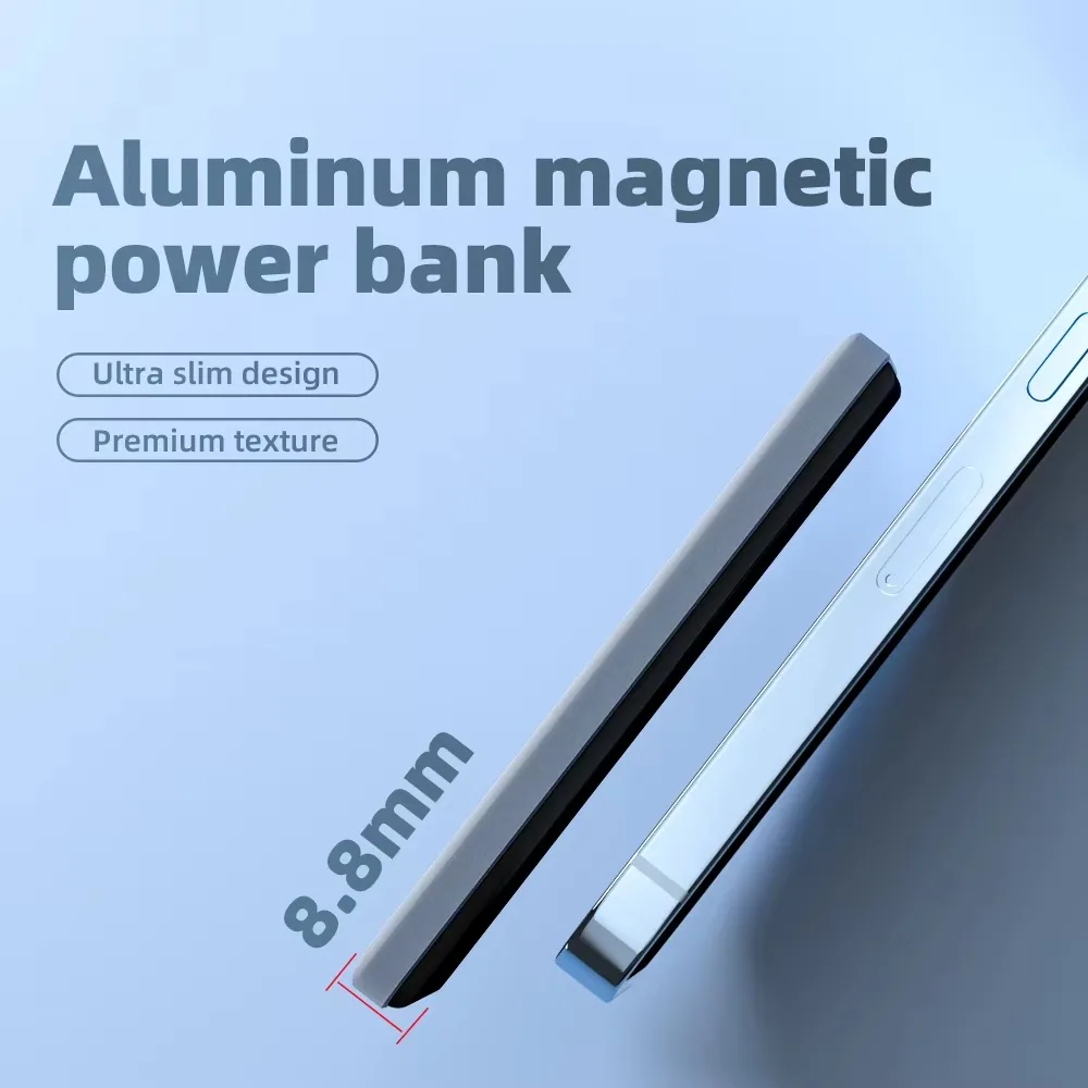 5000mAh Ultra Slim Magnetic Wireless Power Bank TU-AL01 thumbnail 6