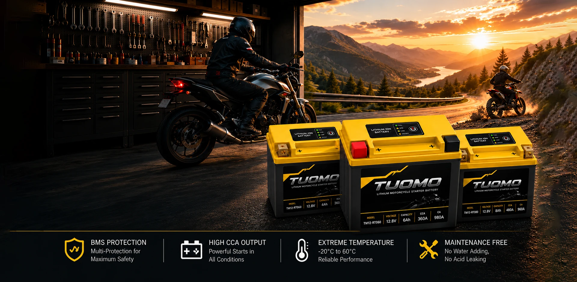 12V lithium-ion motorcycle starter batteries banner